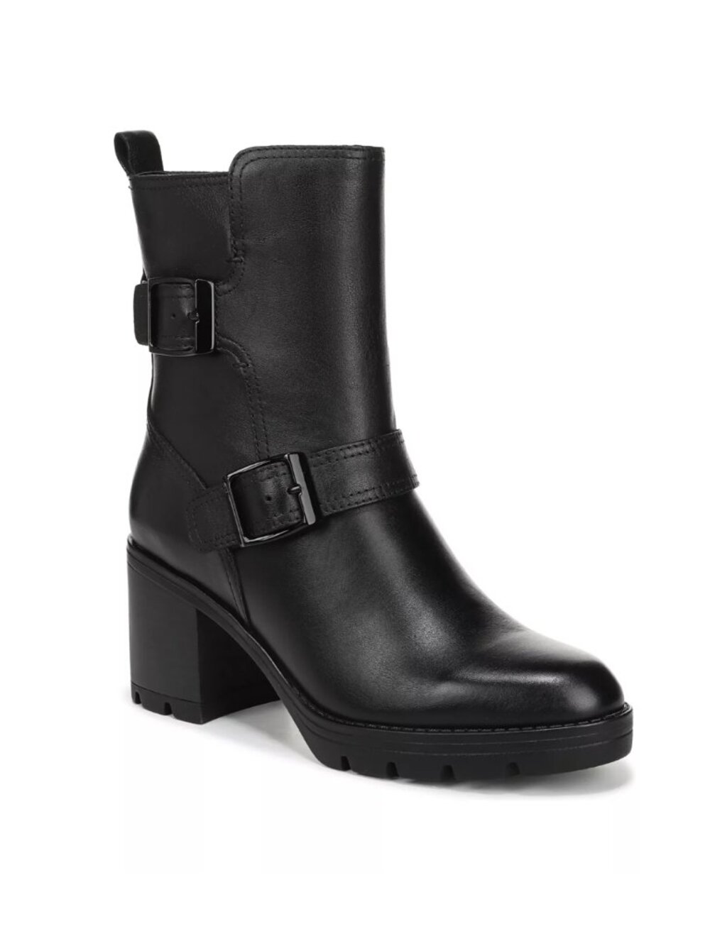 Naturalizer Vail Heeled Moto Boots Black Leather Women's - Size 5M